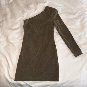 All Saints One-Shoulder Metallic Dress